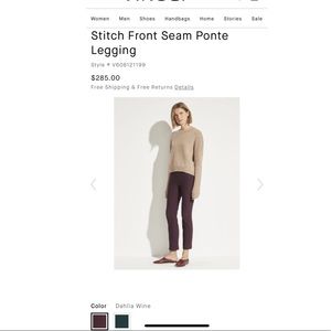 VINCE FRONT SEAM PONTE LEGGING